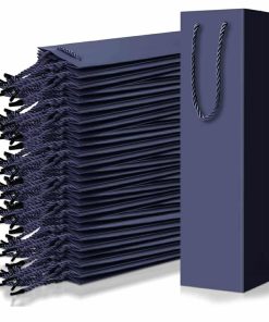 80 Pack Wine Gift Bag Wine Bottle Paper Gift Bags Paper 3.7 x 3.5 x 14 Inch Dark Blue Reusable Handbags