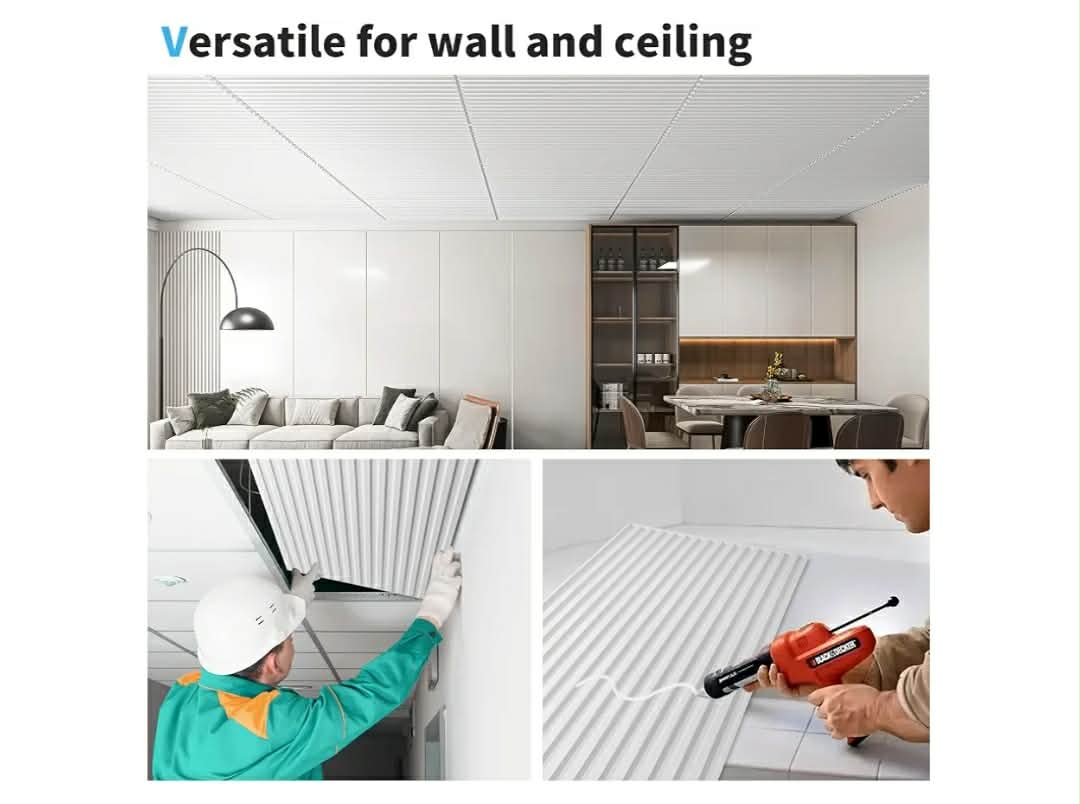 12-Pack Slat Design 3D Wall Panels for Interior Wall Decor, 2x4 FT PVC Decorative Drop Ceiling Tiles - White - Image 9