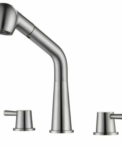 Kitchen Faucet, 2 Handles Kitchen Sink Faucet, 3 Holes Sink Faucet, Pull Out Kitchen Faucets, Bar Kitchen Faucet, Brushed Nickel, Stainless Steel