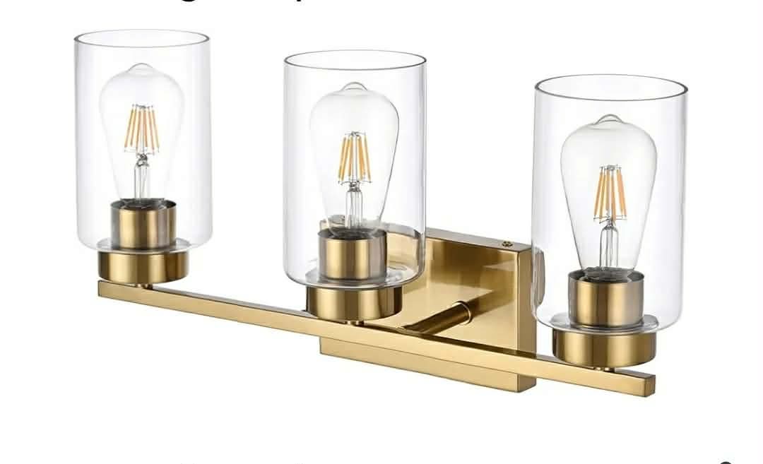 3-Light Bathroom Vanity Light, Modern Brushed Gold Wall Lights - Image 5