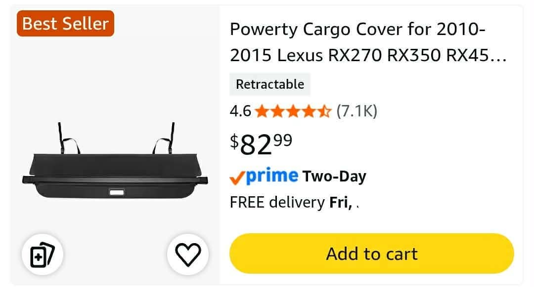 Cargo Cover for 2010-2015 Lexus RX270 RX350 RX450H Accessories - Image 2