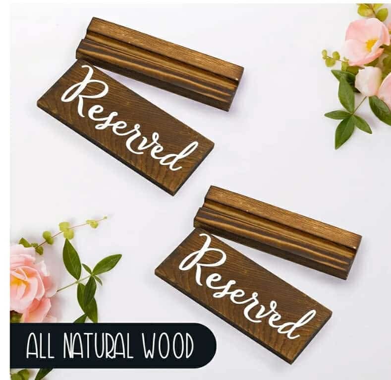 Wooden Reserved Signs for Tables (6-Pack, Brown); Rustic Real Table Signs with Sign Holders - Image 8