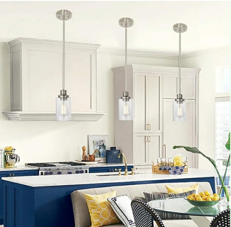 3 Pack Kitchen Island Pendant Lighting Brushed Nickel, Adjustable Height Hanging - Image 9