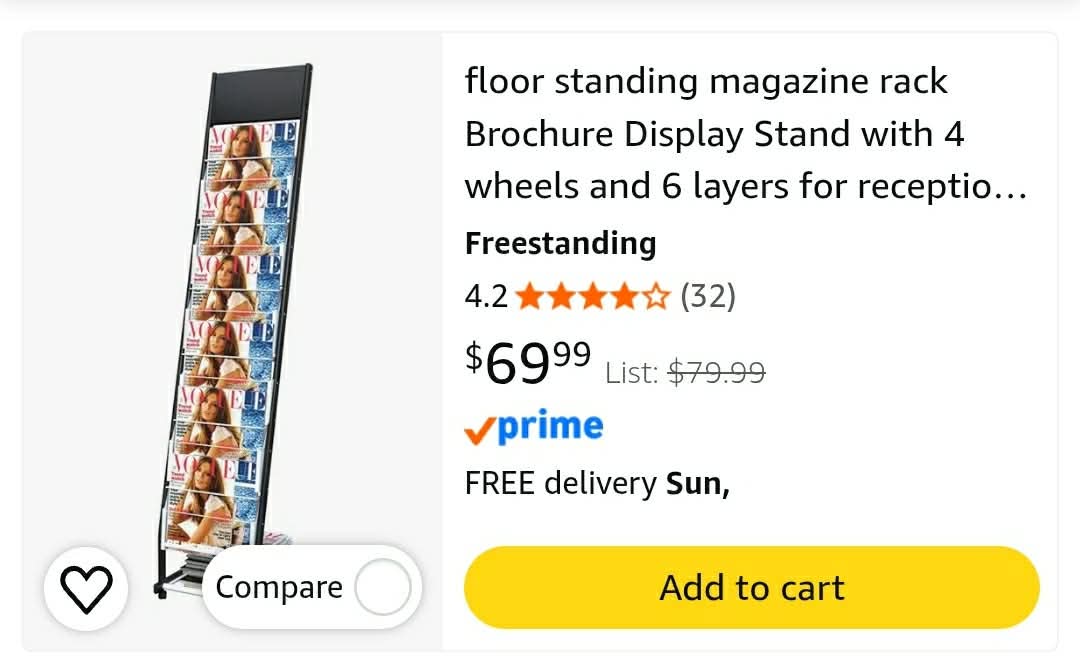 Floor Standing Magazine Rack Brochure Display Stand with 4 wheels and 6 layers - Image 2