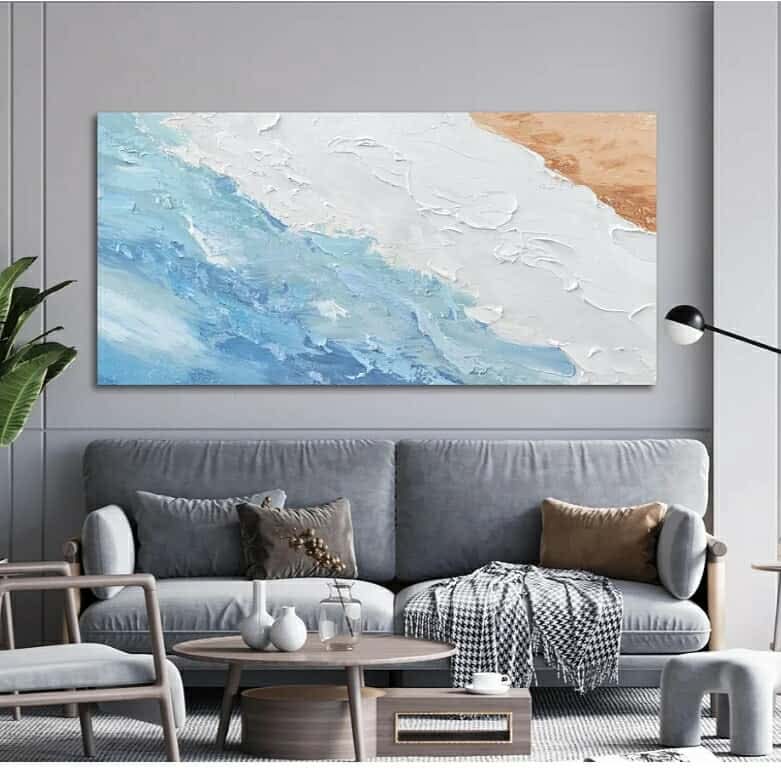 Large Modern Abstract Wall Art Prints White Blue Aesthetic Wall Art Artwork for Walls Home Office Wall Decor 29"X58" - Image 5