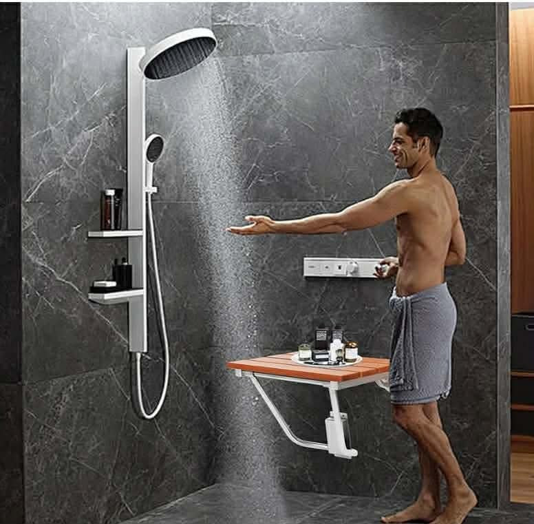 Folding Shower Seat Wall Mounted, Foldable Shower Bench for Small Spaces, 400lb Capacity, 17" - Image 11