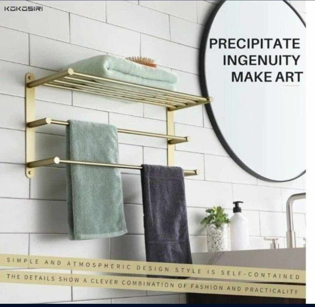 3 Tier Bath Towel Rack 24 Inch Towel Bars Towel Shelf Bathroom Ladder Brushed Gold - Image 8