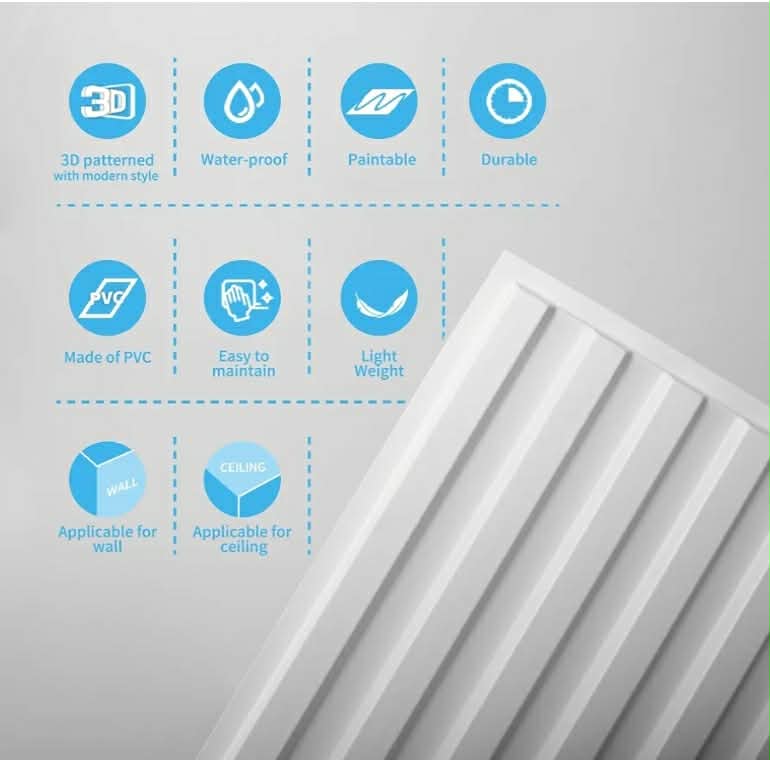 12-Pack Slat Design 3D Wall Panels for Interior Wall Decor, 2x4 FT PVC Decorative Drop Ceiling Tiles - White - Image 13