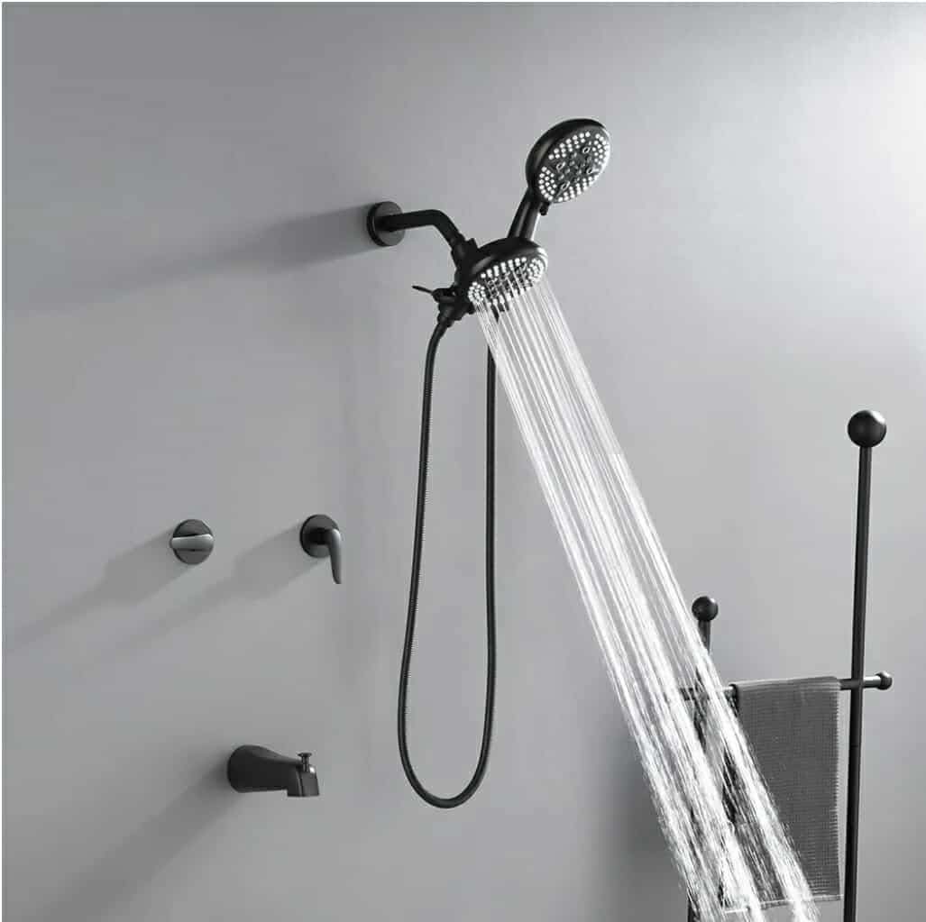 2 Handles Tub Shower Faucet Set Shower System with Tub Spout Bathtub Faucet Set Shower Tub Combo Set Complete Tub and Shower Trim Kit Matte Black - Image 5