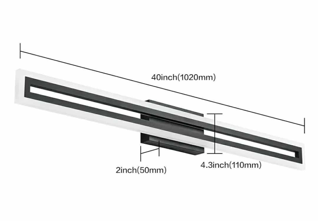 40" Light Fixtures Over Mirror Bathroom Vanity Light Fixtures Black Modern Light Fixture 6000K - Image 3