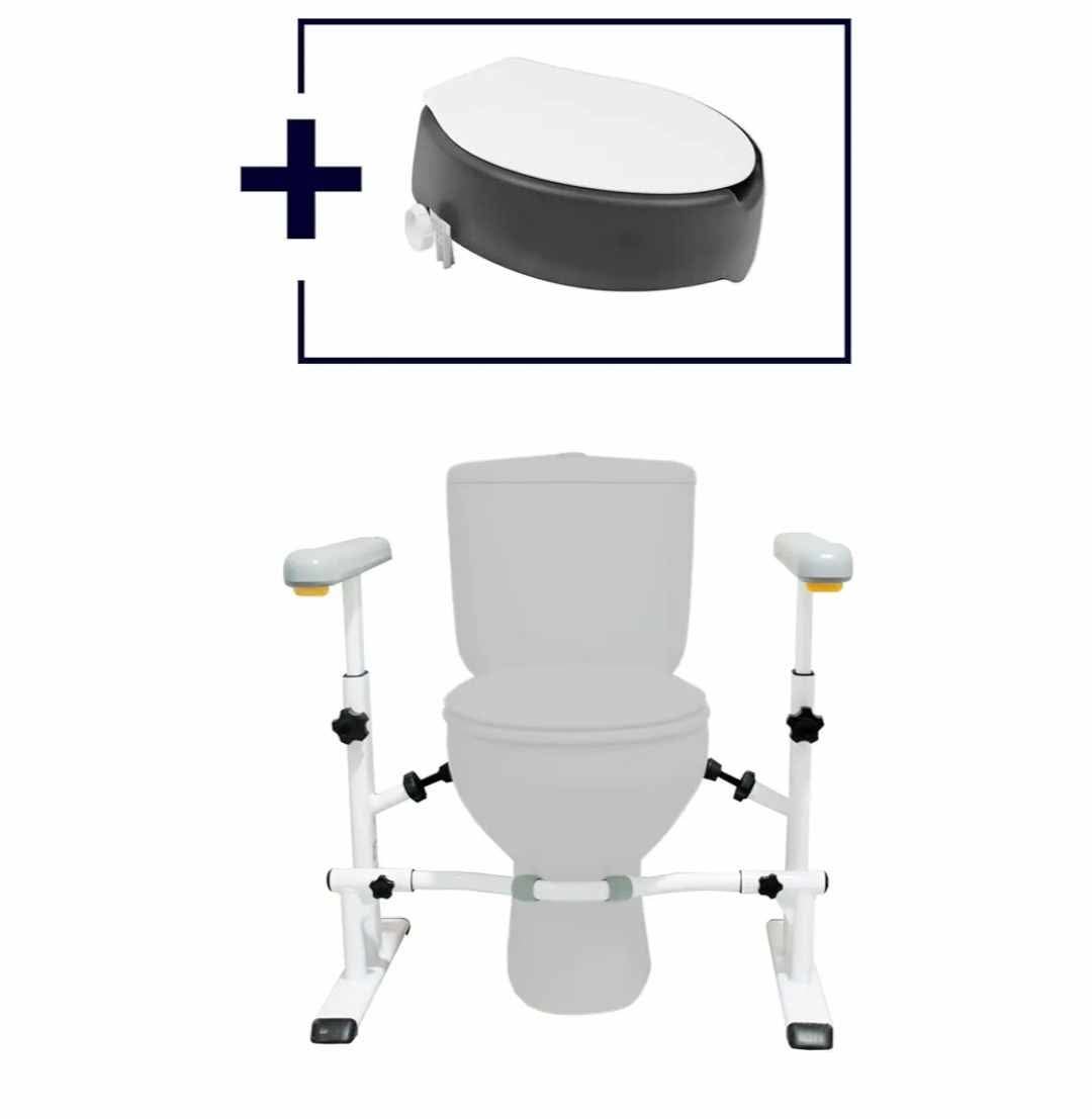 KMINA Toilet Safety Rails and Raised Toilet Seat, Heavy Duty Frame with Handles, Adjustable Height and Width, Handicap Grab Bars - Image 10