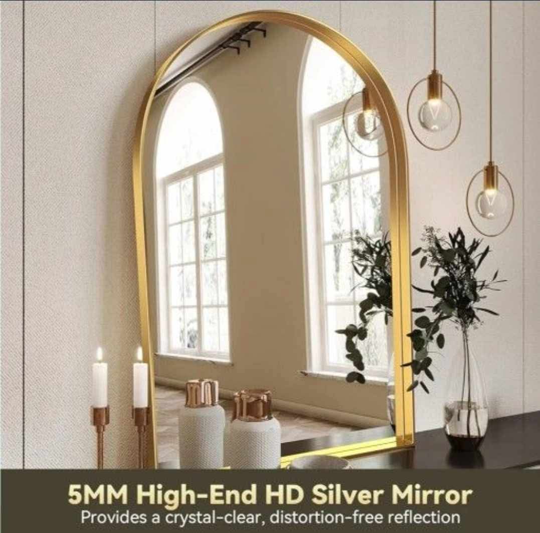 Arched Mirror, 30 x 40 Inch Gold Arch Mirror, Metal Frame Wall Mirror, Top Bathroom Vanity Mirror - Image 7