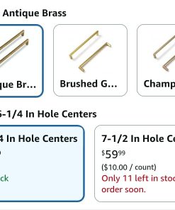 Alternative view of Antique Brass zinc Alloy Solid Cabinet pulls, 6 Pack Vintage Brass 6-1/4 Inch