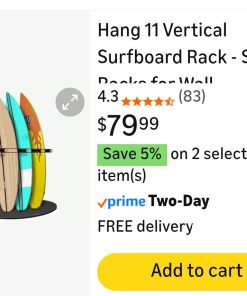 Alternative view of Vertical Surfboard Rack - Surf Racks for Wall, Sustainable Hardwood Surf Board Holder with Rubber Mat