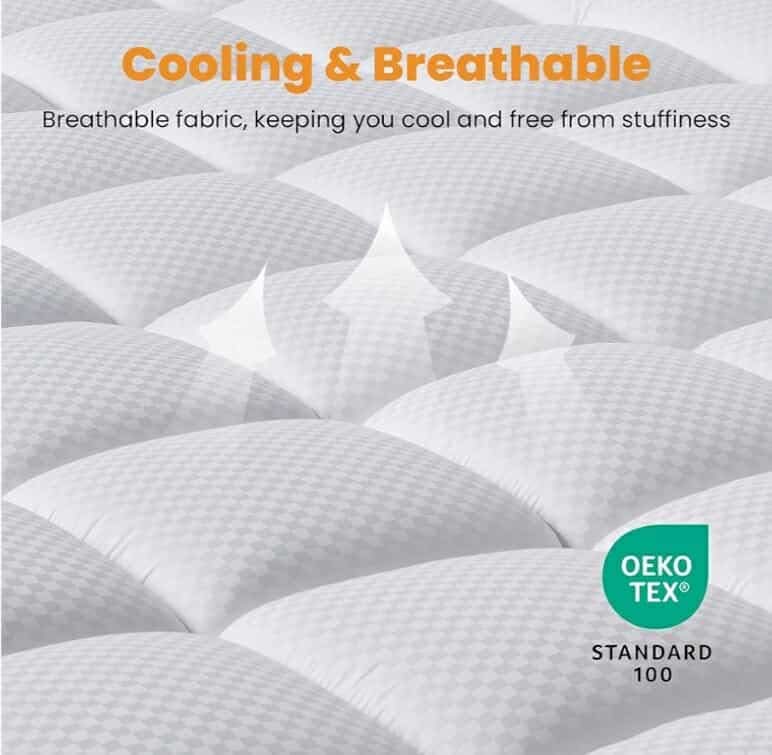 Twin XL Mattress Pad - Cooling Breathable Mattress Topper, Quilted Fitted Mattress Protector, Pillow Top Mattress Cover with 8-21" Deep Pocket, Soft, Machine Washable, White, Twin Extra Long - Image 3
