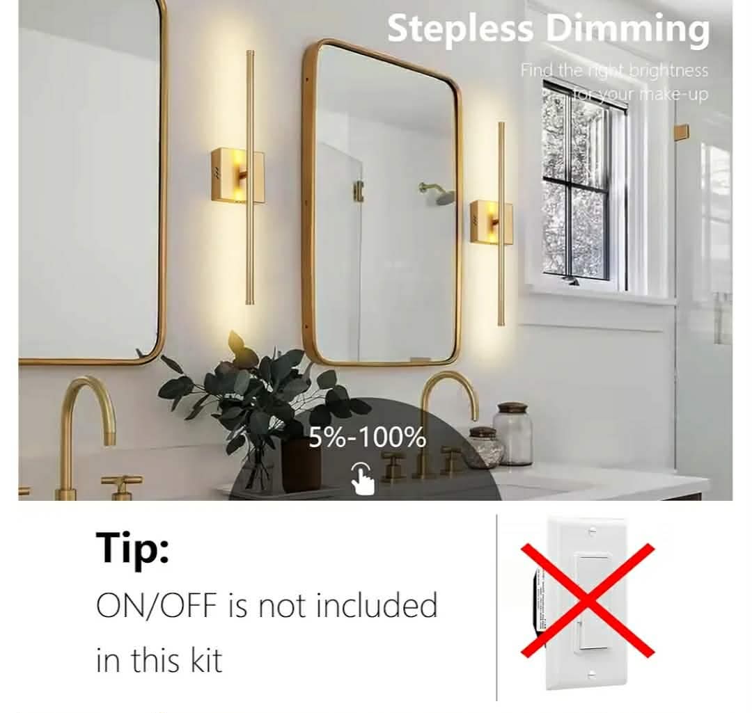Set of Two, Dimmable Hardwired Wall Sconces, 350° Rotate, LED Matte Gold Wall Light Fixtures, 3000K Warm Light Wall Lamp, 20.4 Inch (2 Pack) - Image 8