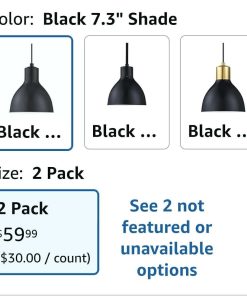 Alternative view of 2 Pack 1 Light Industrial Hanging Indoor 7.3" Kitchen Island Pendant Ceiling Light Fixtures Black Finish