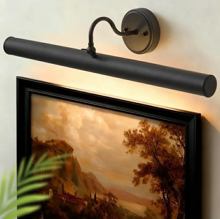 Hardwired Picture Lights for Wall, 28 Inch Black Vintage Picture Sconce, E12 Base, 330° Rotatable, 4-Light Gallery Art Lighting