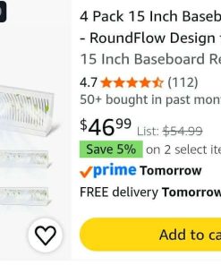 Alternative view of 4 Pack 15 Inch Baseboard Register - RoundFlow Design for Maximum Air Flow - Smooth-Glide Air Adjust Lever