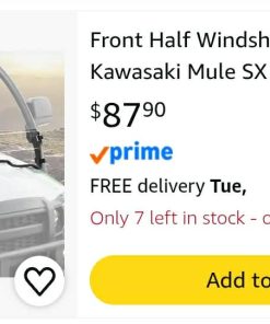 Alternative view of Front Half Windshield for Kawasaki Mule SX SE XC LE FE 2017-2027  1/5" Impact Resistant Polycarbonate, Strap-on, Rubber Strip Noise Reduction, Clear Front Half Windscreen, Easy Install