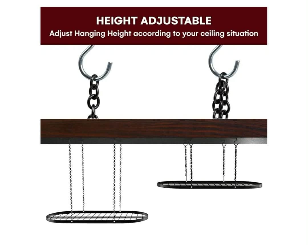 Heavy-Duty Hanging Pot Rack - 33x17 Inches - Stylish Black Alloy Steel Ceiling Storage - Image 11
