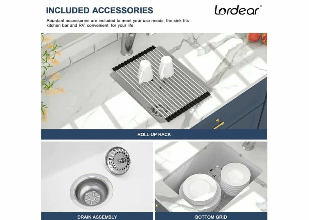Lordear Granite Composite White Bar Sink 15 x 18 Inch Undermount Kitchen RV Sinks Small Quartz Bar Sink - Image 9