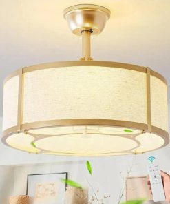 Gold Fandelier Ceiling Fan with Light, 20" Caged Fandelier Ceiling Fans with Lights and Remote Control
