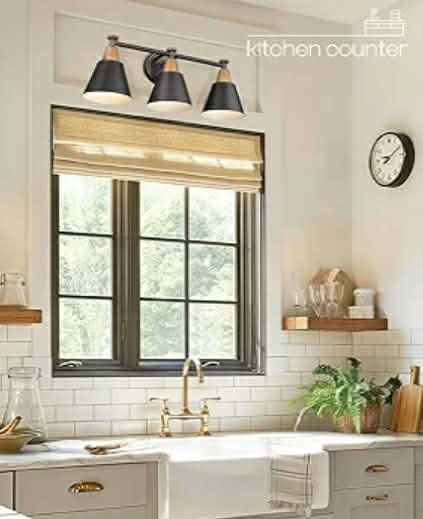 Black 3-Light Bathroom Vanity Lights Over Mirror with Hammered Metal Shade, Modern Wall Lamp - Image 4