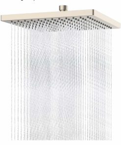Thickness Metal Rain Shower Head, 12 Inch High Pressure Shower Heads, Square Large Bathroom Rainfall Shower Head with Adjustable Brass Ball Joint, Waterfall Full Body Coverage, Brushed Nickel