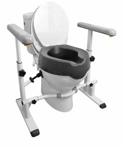 KMINA Toilet Safety Rails and Raised Toilet Seat, Heavy Duty Frame with Handles, Adjustable Height and Width, Handicap Grab Bars