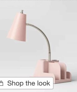 Dorm Room Essentials™, College, desk lamp, Pink Lamp w Charging port & Organizer