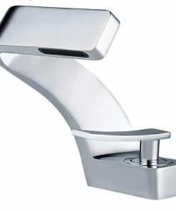 Chrome Bathroom Sink Faucet, Single Hole Faucet for Bathroom Sink, Solid Brass Single Handle Lavatory Vanity Sink Faucet with Two US Standard 3/8" Hoses