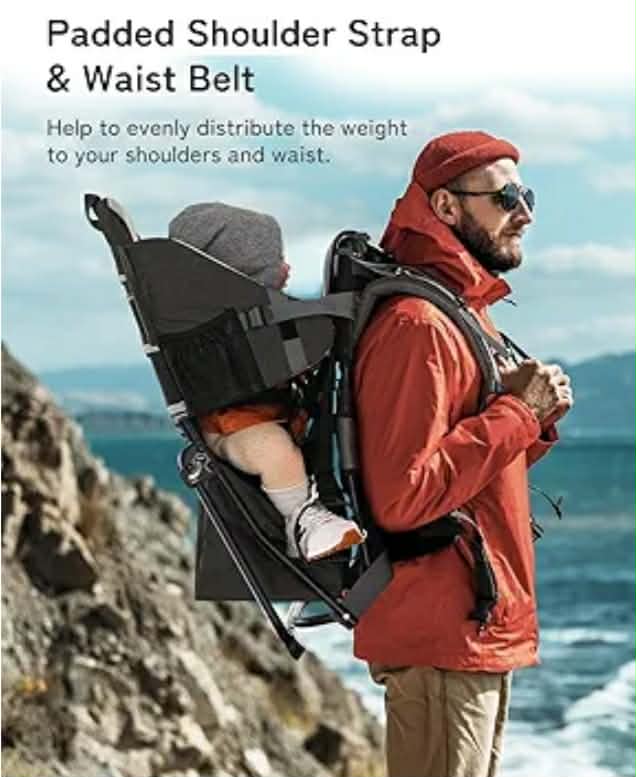 Baby Toddler Carrier Hiking Backpack w Safety 3-Height Seat, Adjustable Straps & Waist Belt, Foldable Frame Lightweight - Image 12