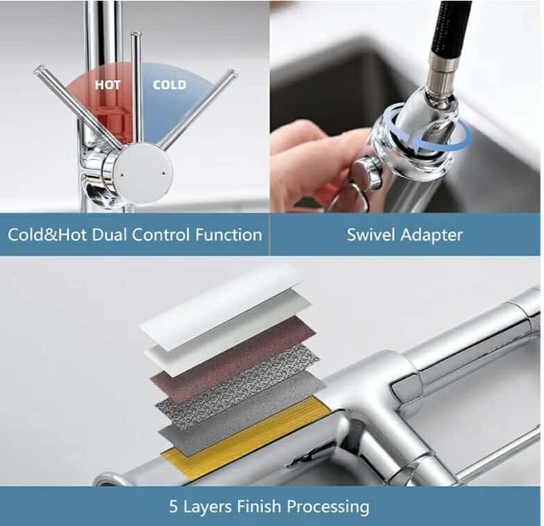 22‘’ Extra-Tall Polished Chrome Kitchen Faucets, Commercial High Arc Single Handle Kitchen Faucets with Pull Down Sprayer - Image 10