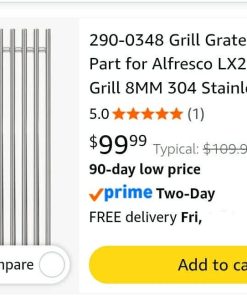 Alternative view of 290-0348 Grill Grate Replacement Part for Alfresco LX2 ALXE 36 Inch Grill 8MM 304 Stainless Steel BBQ Cooking Grid for Alfresco ALX2 36 Inch, 18 3/4" x 10 3/8", 1 Pack