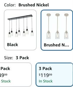 Alternative view of 3 Pack Kitchen Island Pendant Lighting Brushed Nickel, Adjustable Height Hanging