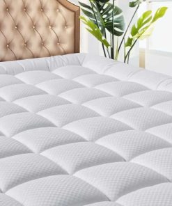 Twin XL Mattress Pad - Cooling Breathable Mattress Topper, Quilted Fitted Mattress Protector, Pillow Top Mattress Cover with 8-21" Deep Pocket, Soft, Machine Washable, White, Twin Extra Long