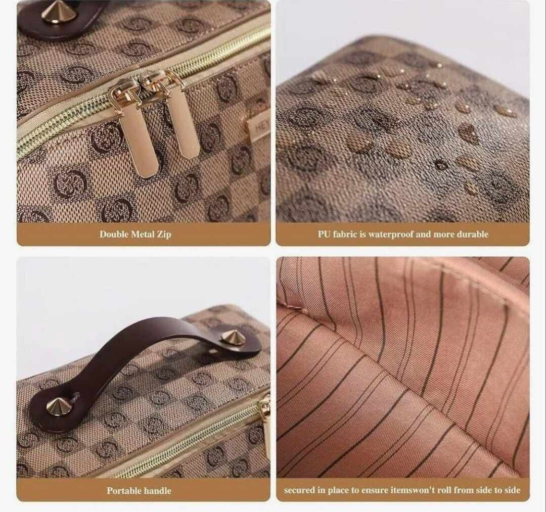 Makeup Bag & Jewelry Case Set, Large Travel Cosmetic Bags Waterproof Portable Pouch Open Flat Toiletry Bag Make up Organizer - Image 5