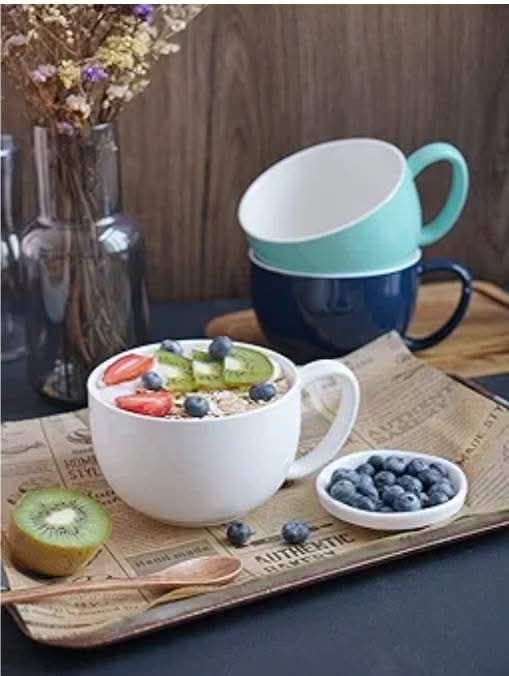 Porcelain 22oz Large Coffee Mugs Set of 4, Large Soup Mug with Handles - Image 8