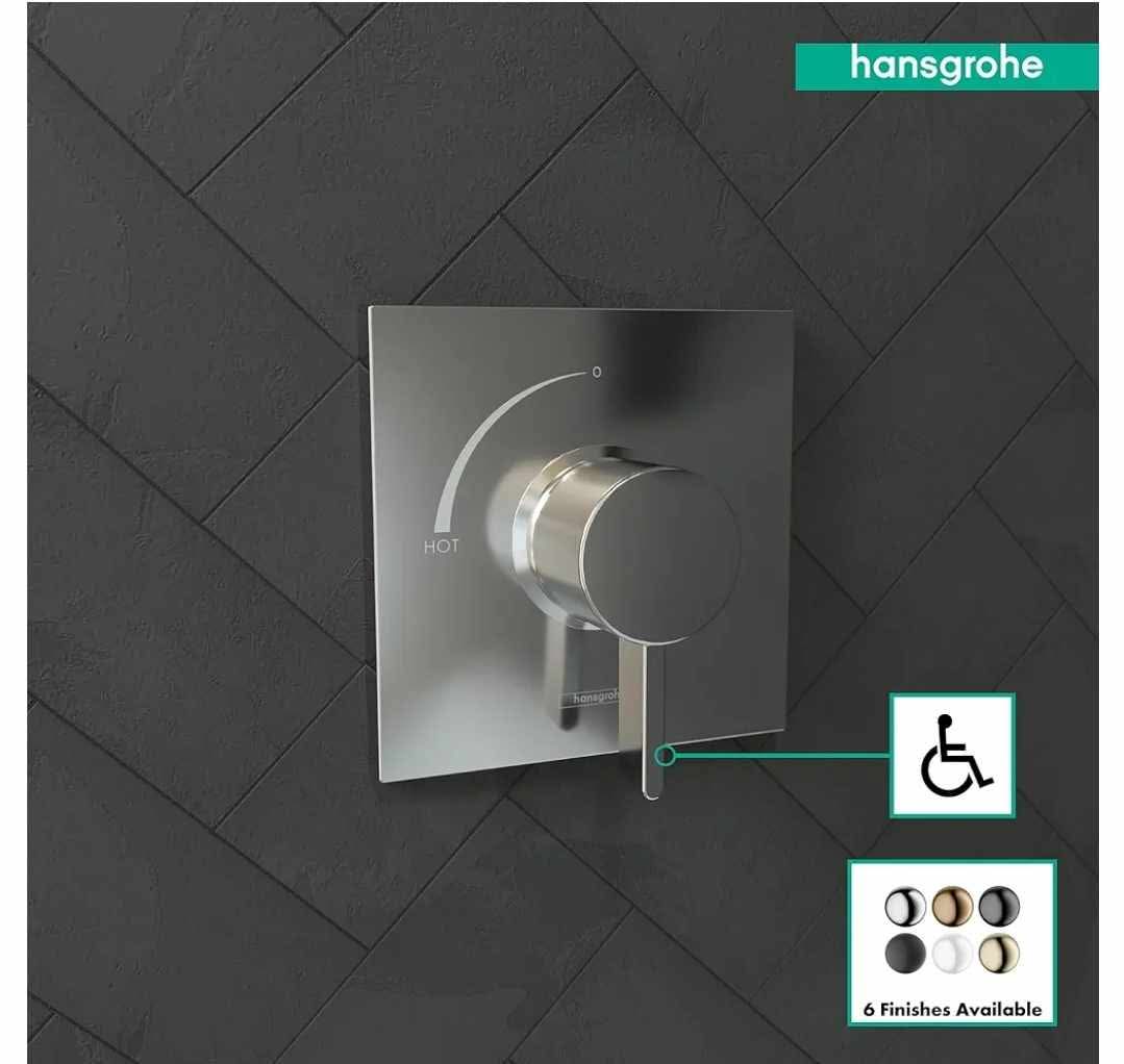 Hansgrohe Ecostat Square Modern Pressure Balance Shower Valve Trim in Chrome, 15724001 - Image 9