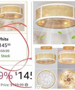 Alternative view of 20" Rattan Caged Ceiling Fan with Light & Remote Control, Flush Mount Boho Style Fandelier