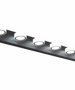 6 Light Modern LED Vanity Lights Over Mirror Matt Black Metal Base Bathroom Lighting Fixtures 44.9 Inch