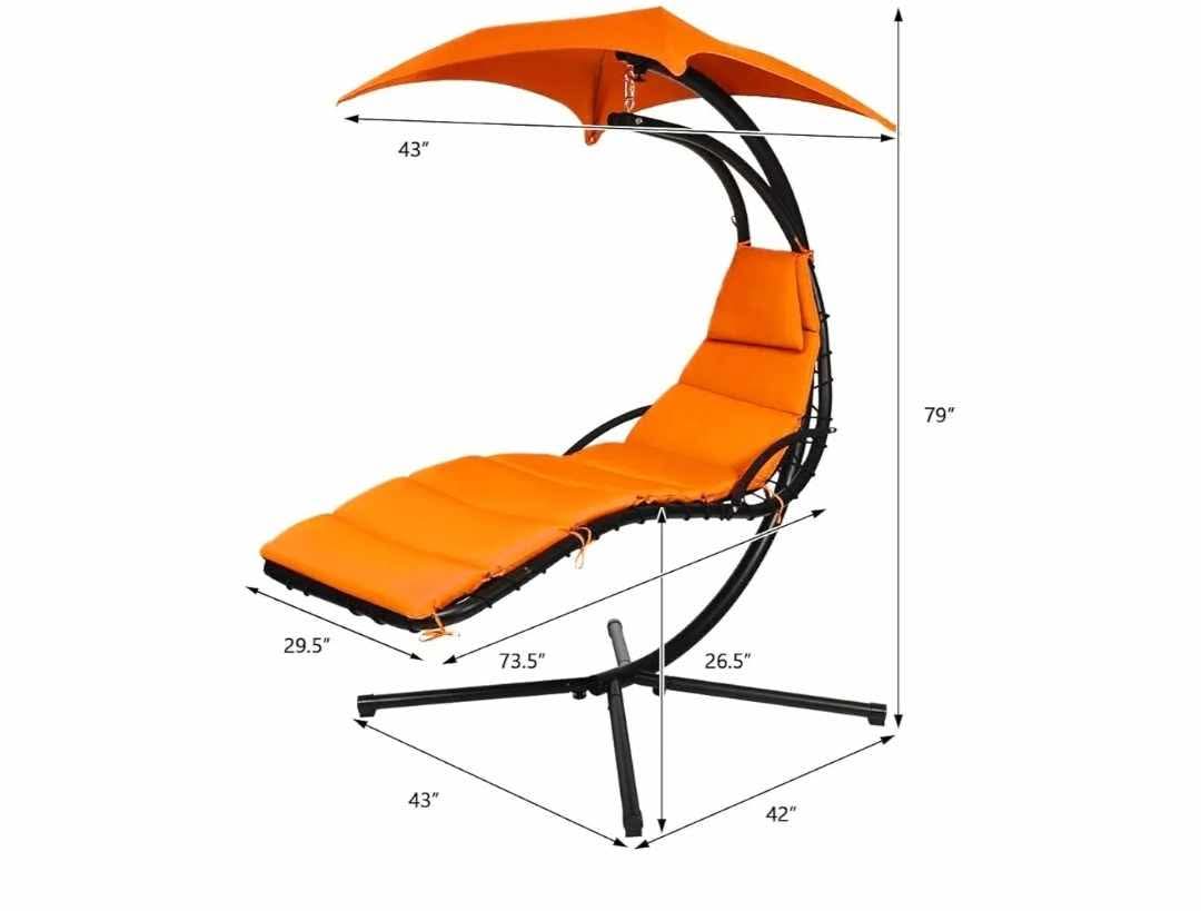 Weatherproof Replacement Cushion Pad and Umbrella for Hanging Lounge Chair - Image 6