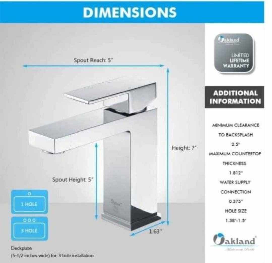 Modern Single Handle Bathroom Sink Faucet, Chrome - Image 7