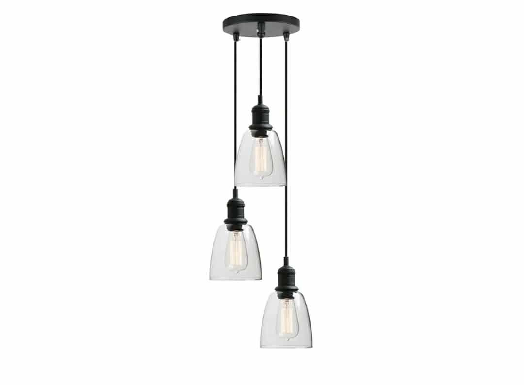 Light Vintage Industrial Chandelier Pendant Light with Glass Shad