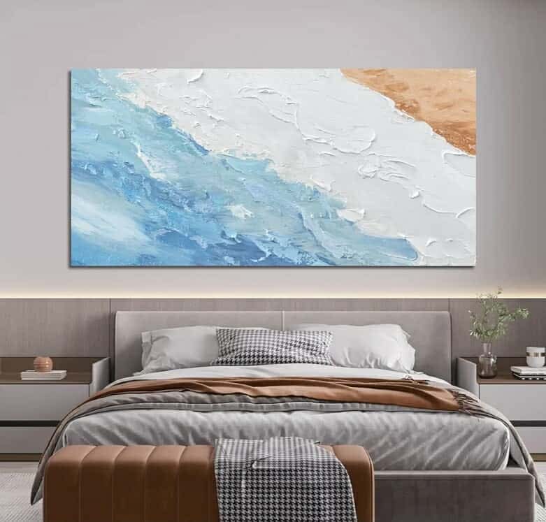 Large Modern Abstract Wall Art Prints White Blue Aesthetic Wall Art Artwork for Walls Home Office Wall Decor 29"X58" - Image 9