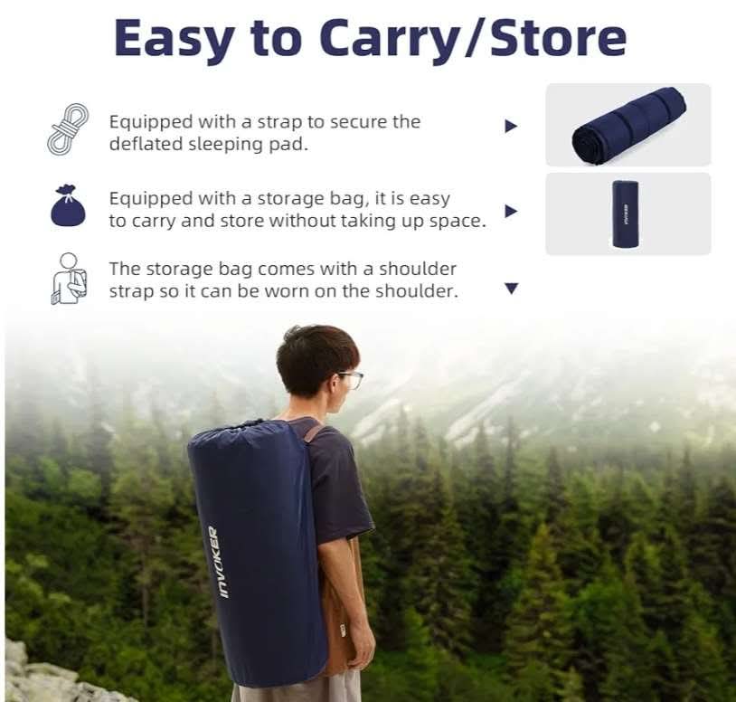 3.15" Camping Sleeping pad, Ultra-Thick Elasticity Foam Fast Self-Inflating 4-Season Insulated Durable Camping Mat Air Mattress - Image 7