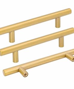 10 Pack Brushed Brass Cabinet Pulls Drawer Handles Gold Kitchen Hardware - Brass, 4in