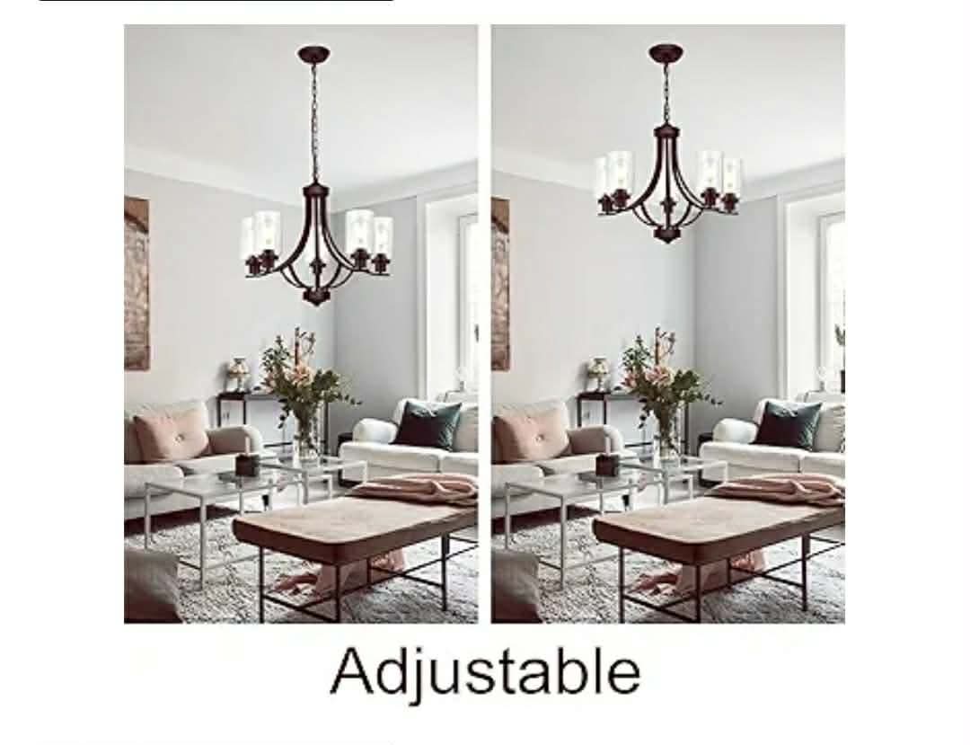 Farmhouse Chandelier Classic 22.6" Contemporary 5-Light Chandelier Lighting with Clear Glass Shade - Image 8