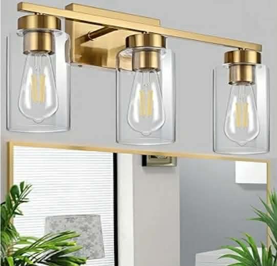 3-Light Bathroom Vanity Light, Modern Brushed Gold Wall Lights - Image 6